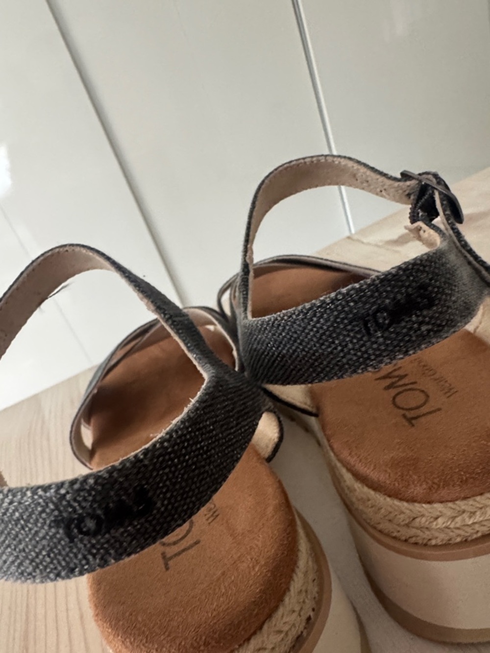 TOMS Charcoal Crisscross Ankle-Strap Platform Sandal - Picture 6 of 8
